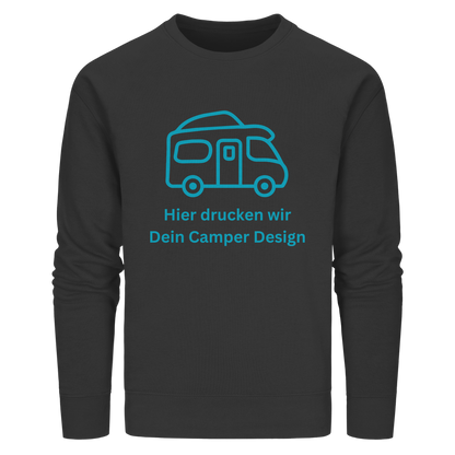 Organic Sweatshirt "Black" - bedruckt mit Deiner Camper Illustration