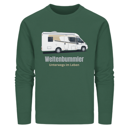 Organic Sweatshirt "Bottle Green" - bedruckt mit Deiner Camper Illustration