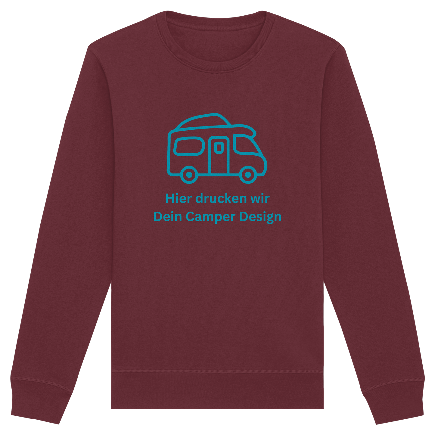 Organic Sweatshirt "Burgundy" - bedruckt mit Deiner Camper Illustration