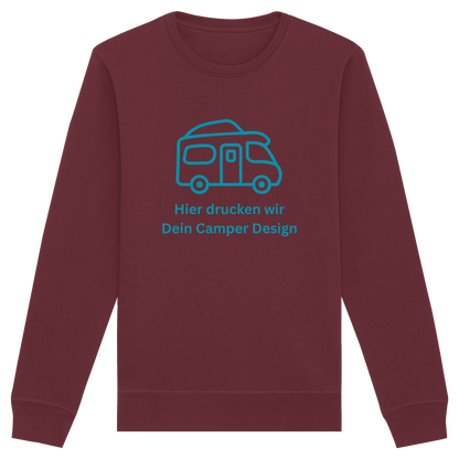 Organic Sweatshirt "Burgundy" - bedruckt mit Deiner Camper Illustration