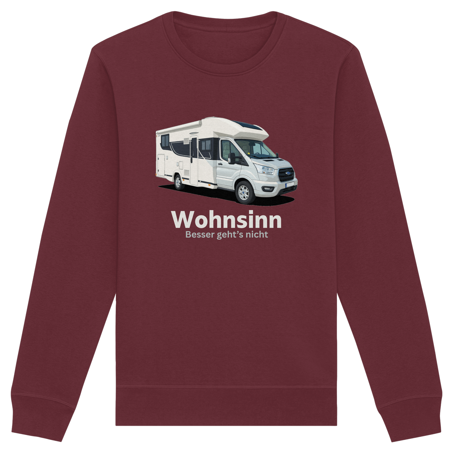Organic Sweatshirt "Burgundy" - bedruckt mit Deiner Camper Illustration