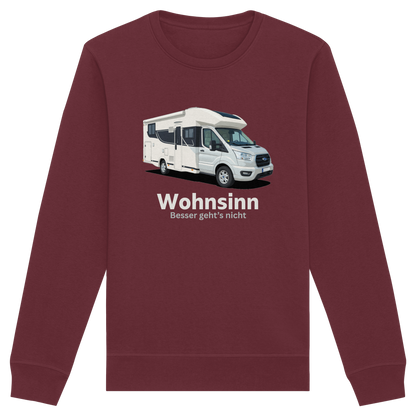 Organic Sweatshirt "Burgundy" - bedruckt mit Deiner Camper Illustration