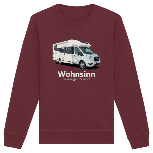 Organic Sweatshirt "Burgundy" - bedruckt mit Deiner Camper Illustration