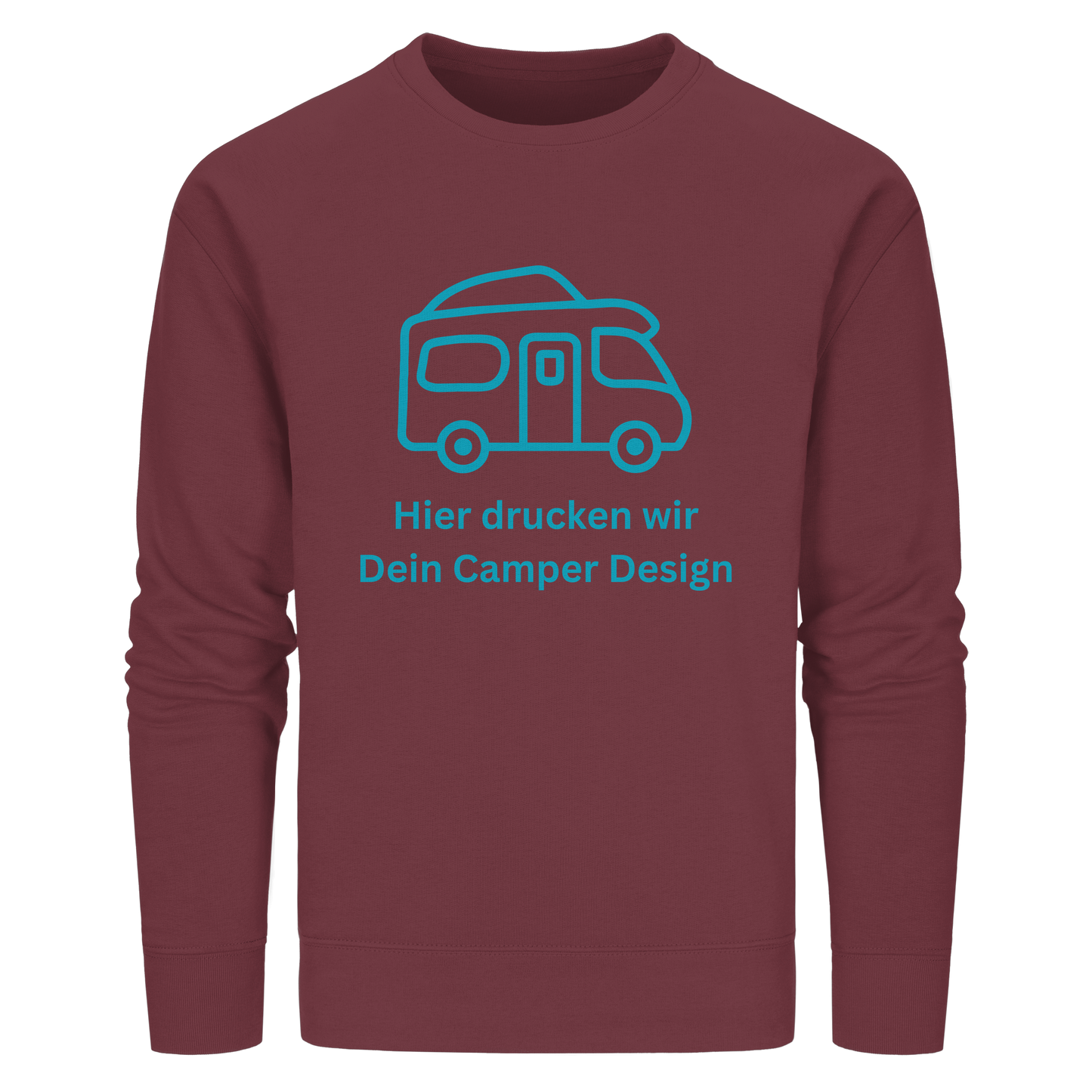 Organic Sweatshirt "Burgundy" - bedruckt mit Deiner Camper Illustration