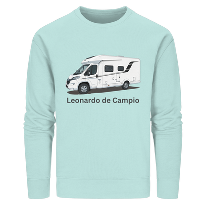 Organic Sweatshirt "Caribbean Blue" - bedruckt mit Deiner Camper Illustration