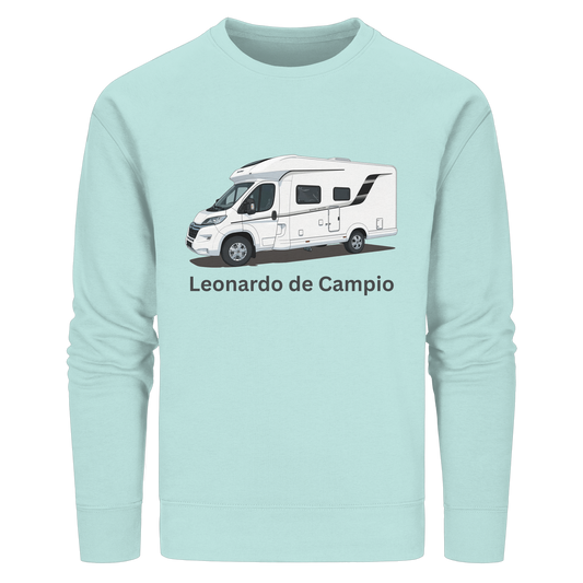 Organic Sweatshirt "Caribbean Blue" - bedruckt mit Deiner Camper Illustration