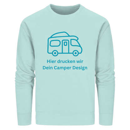 Organic Sweatshirt "Caribbean Blue" - bedruckt mit Deiner Camper Illustration