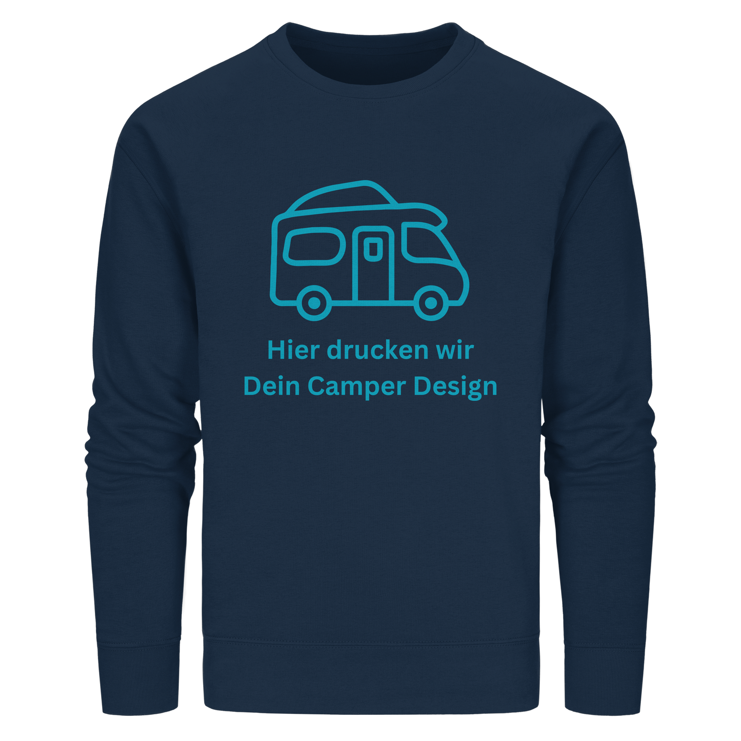 Organic Sweatshirt "French Navy" - bedruckt mit Deiner Camper Illustration
