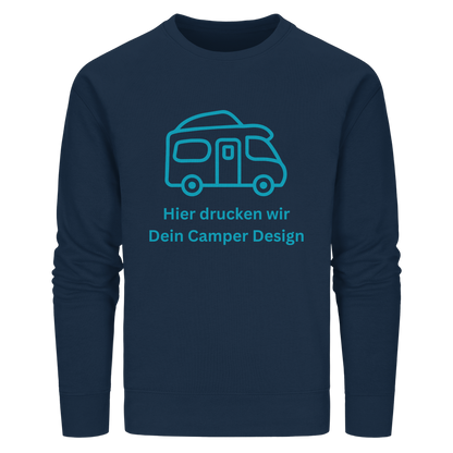 Organic Sweatshirt "French Navy" - bedruckt mit Deiner Camper Illustration