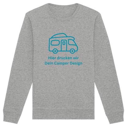 Organic Sweatshirt "Heather Grey" - bedruckt mit Deiner Camper Illustration