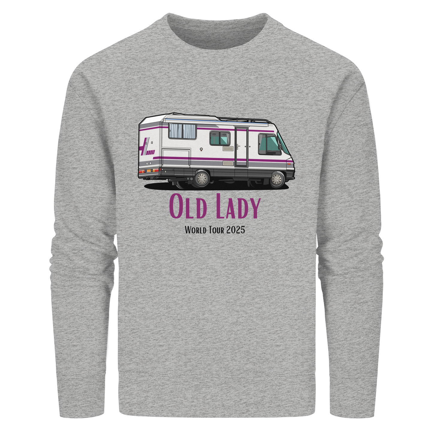 Organic Sweatshirt "Heather Grey" - bedruckt mit Deiner Camper Illustration