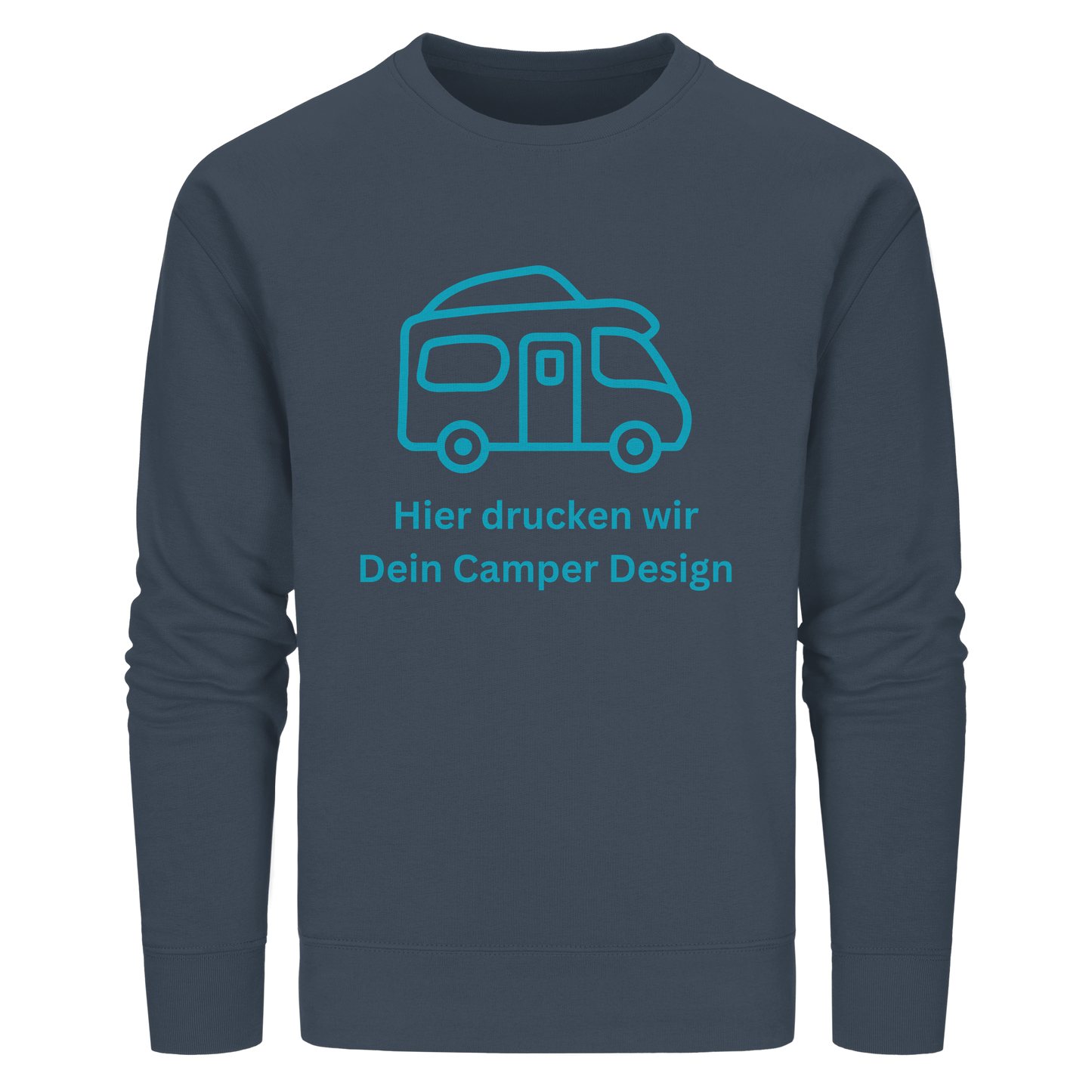 Organic Sweatshirt "India Ink Grey" - bedruckt mit Deiner Camper Illustration