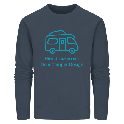 Organic Sweatshirt "India Ink Grey" - bedruckt mit Deiner Camper Illustration
