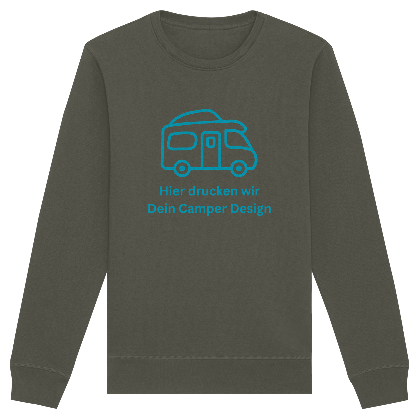 Organic Sweatshirt "Khaki" - bedruckt mit Deiner Camper Illustration