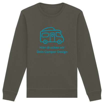 Organic Sweatshirt "Khaki" - bedruckt mit Deiner Camper Illustration