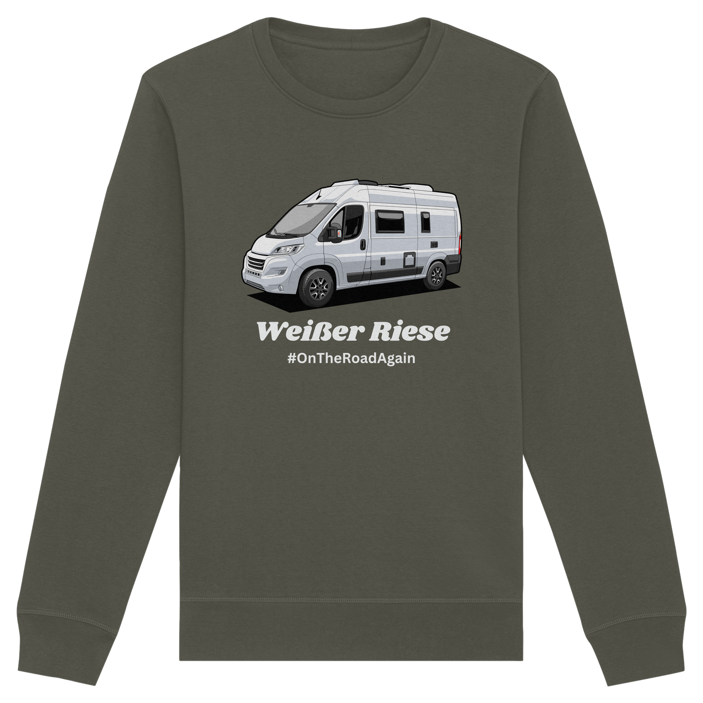 Organic Sweatshirt "Khaki" - bedruckt mit Deiner Camper Illustration