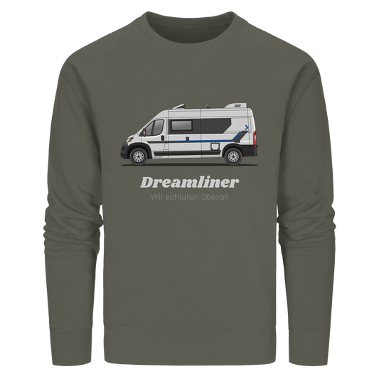 Organic Sweatshirt "Khaki" - bedruckt mit Deiner Camper Illustration
