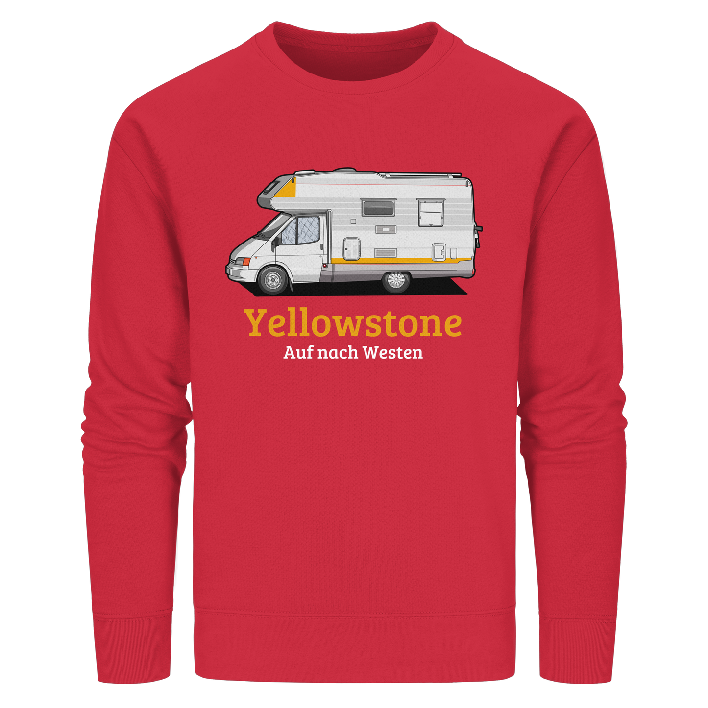 Organic Sweatshirt "Red" - bedruckt mit Deiner Camper Illustration