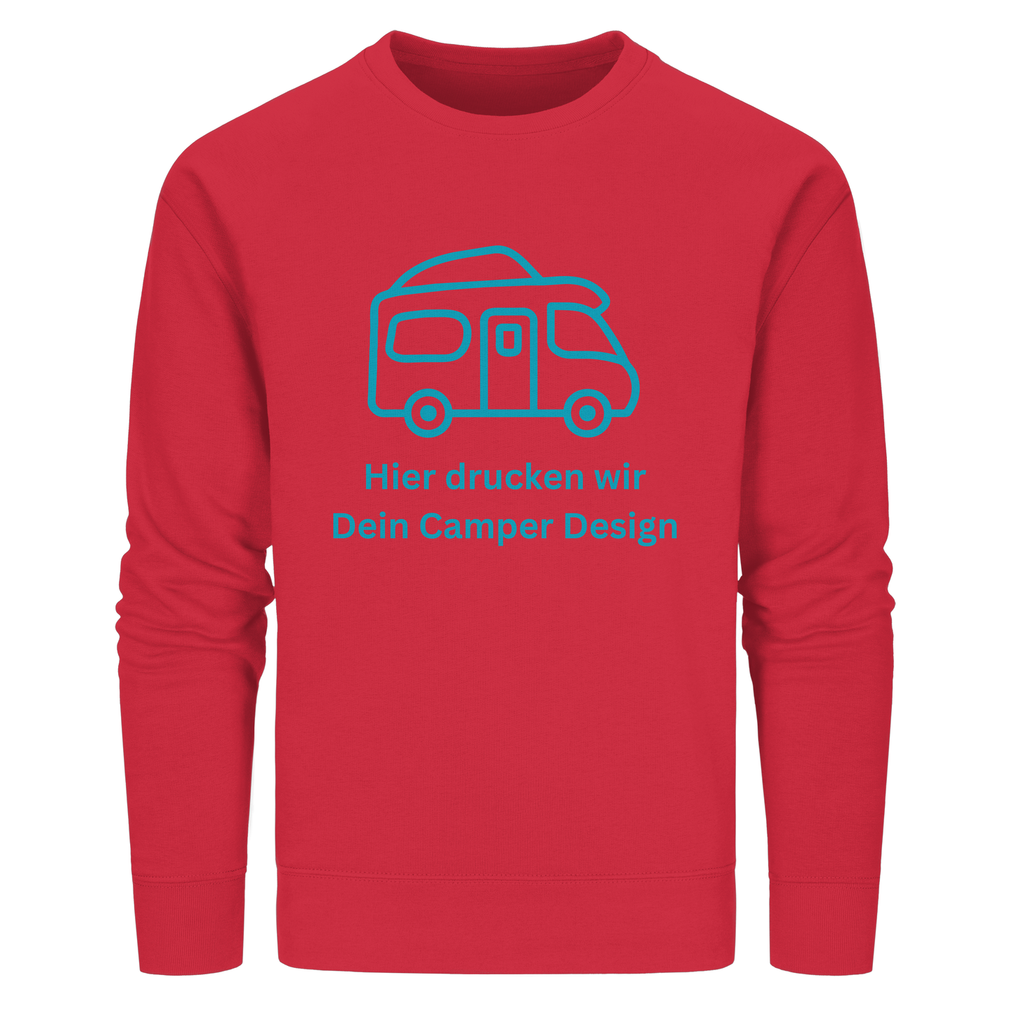 Organic Sweatshirt "Red" - bedruckt mit Deiner Camper Illustration