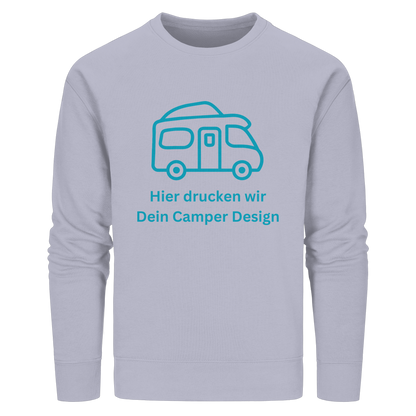 Organic Sweatshirt "Serene Blue" - bedruckt mit Deiner Camper Illustration