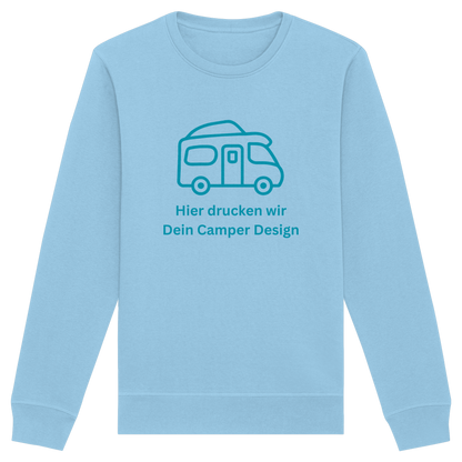 Organic Sweatshirt "Sky Blue" - bedruckt mit Deiner Camper Illustration