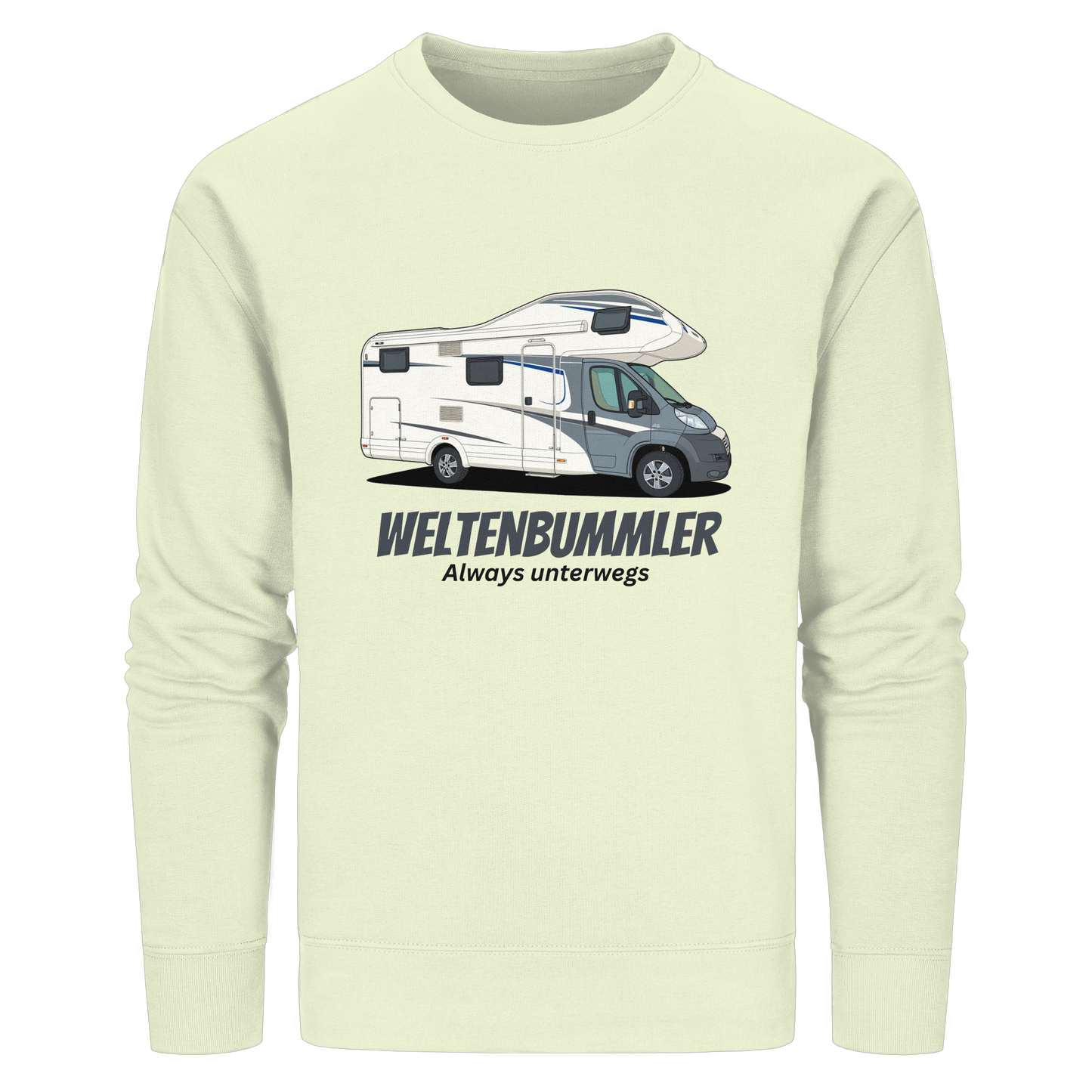 Organic Sweatshirt "Stem Green" - bedruckt mit Deiner Camper Illustration