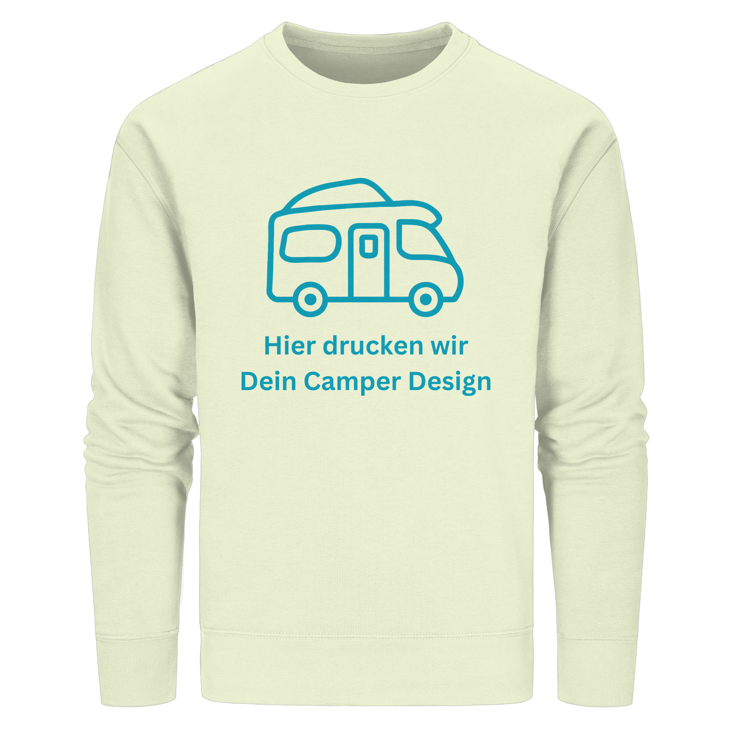 Organic Sweatshirt "Stem Green" - bedruckt mit Deiner Camper Illustration