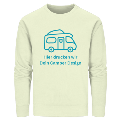 Organic Sweatshirt "Stem Green" - bedruckt mit Deiner Camper Illustration