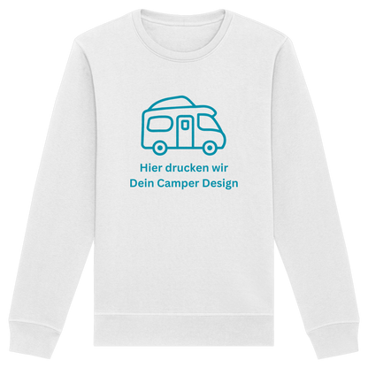 Organic Sweatshirt "White" - bedruckt mit Deiner Camper Illustration