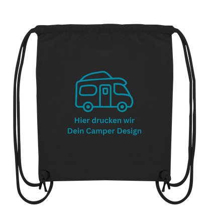 Organic Gym-Bag "Black" - bedruckt mit Deiner Camper Illustration