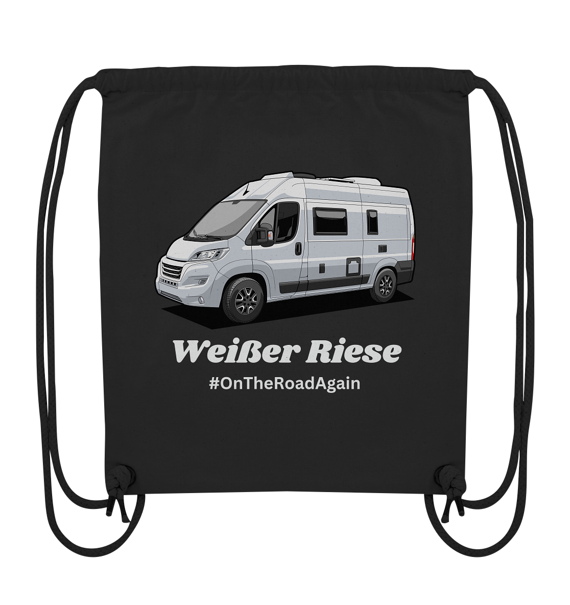 Organic Gym-Bag "Black" - bedruckt mit Deiner Camper Illustration