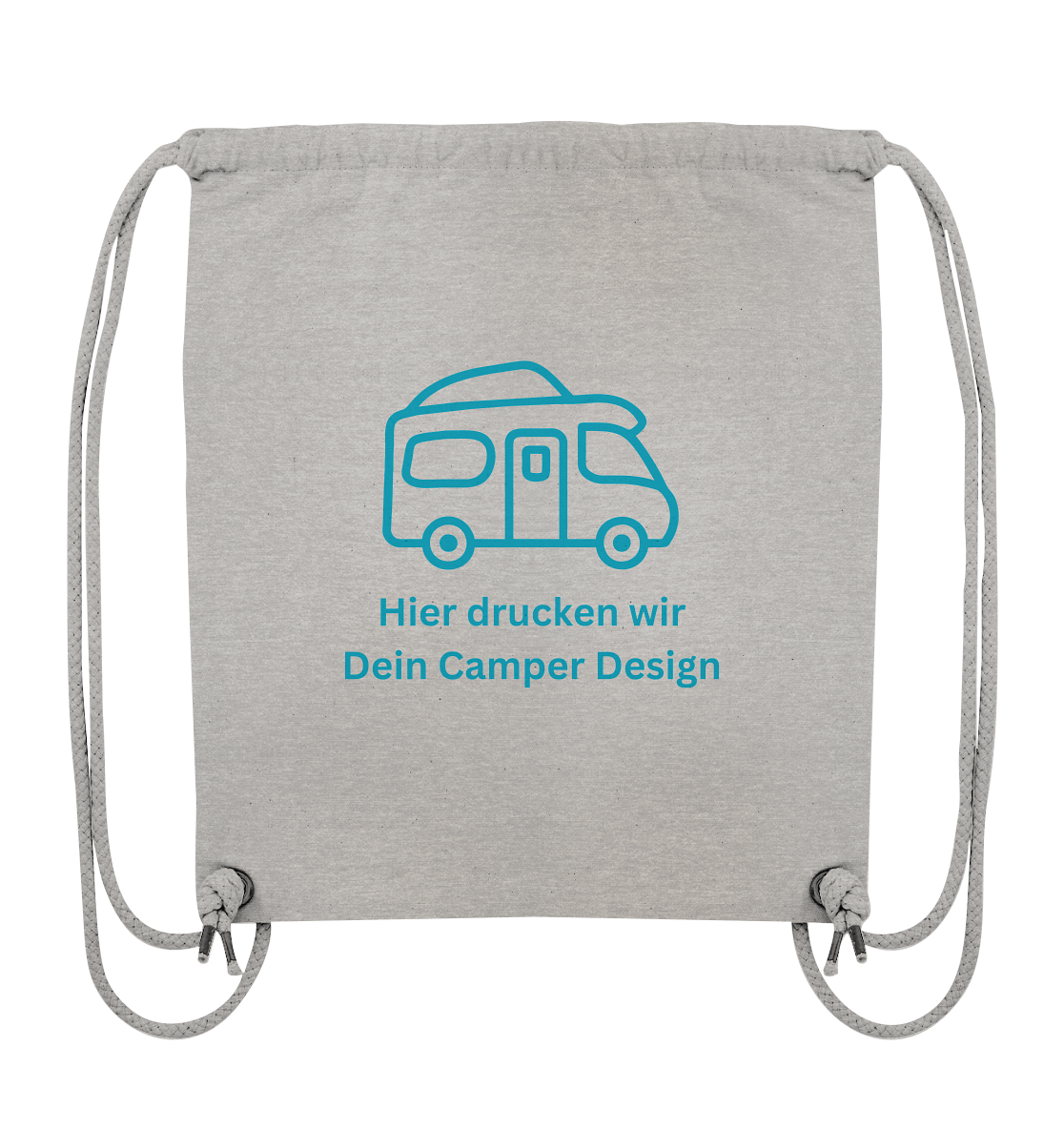 Organic Gym-Bag "Heather Grey" - bedruckt mit Deiner Camper Illustration