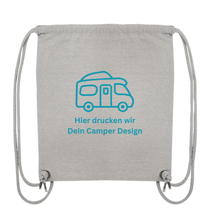 Organic Gym-Bag "Heather Grey" - bedruckt mit Deiner Camper Illustration