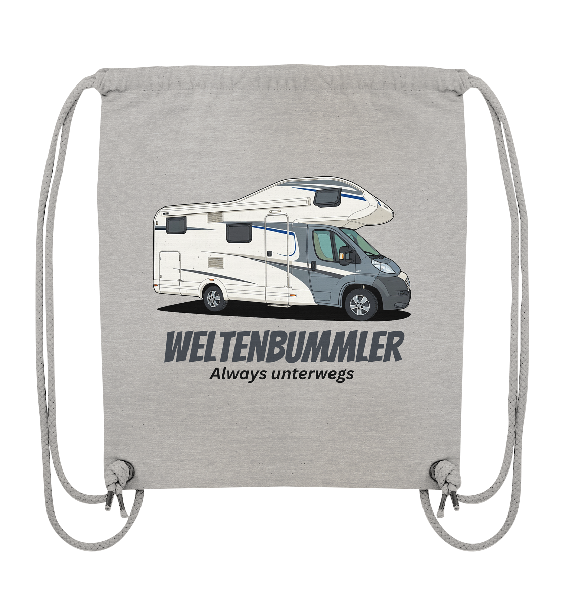 Organic Gym-Bag "Heather Grey" - bedruckt mit Deiner Camper Illustration