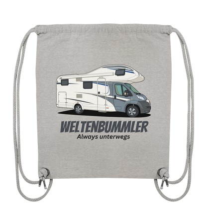 Organic Gym-Bag "Heather Grey" - bedruckt mit Deiner Camper Illustration
