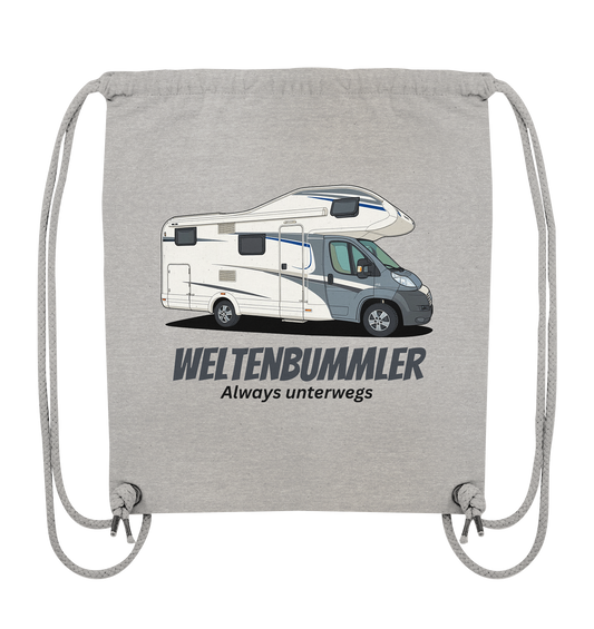 Organic Gym-Bag "Heather Grey" - bedruckt mit Deiner Camper Illustration
