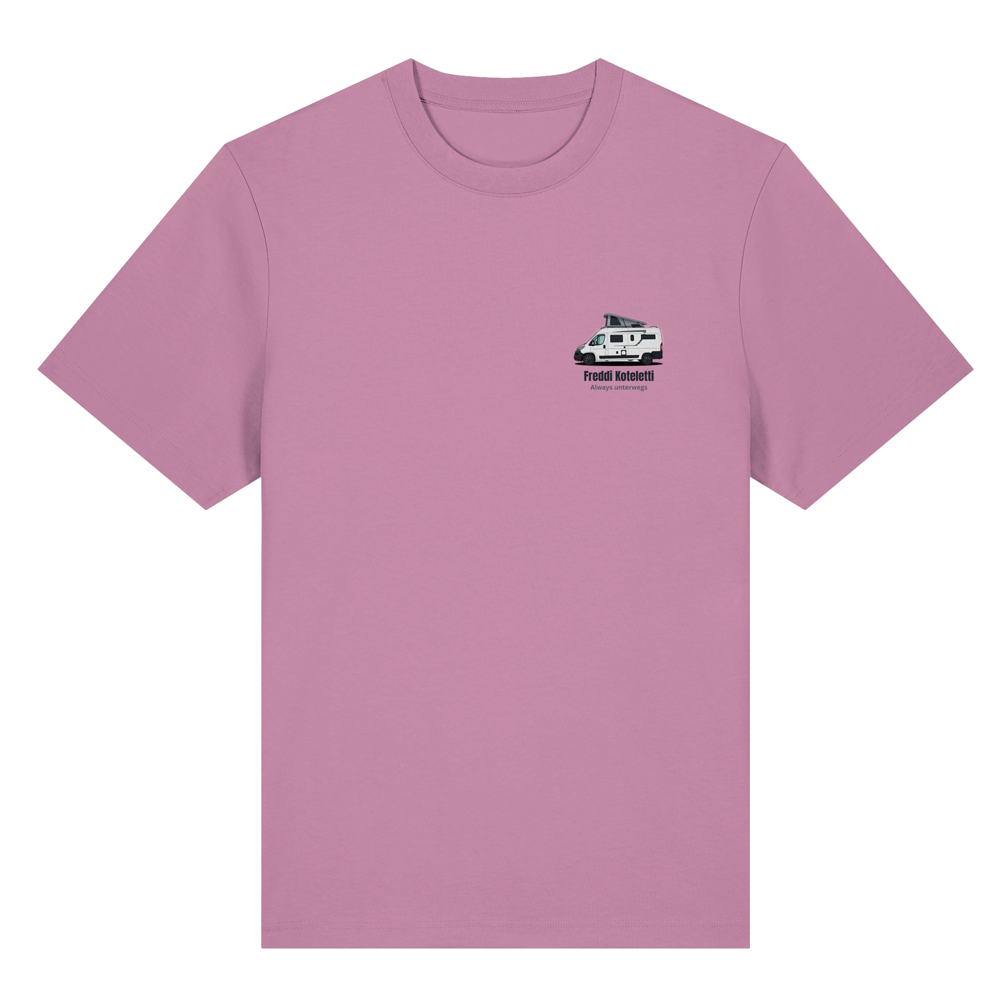 Premium Organic Shirt "Bubble Pink" - vorne und hinten bedruckt mit Deiner Camper Illustration