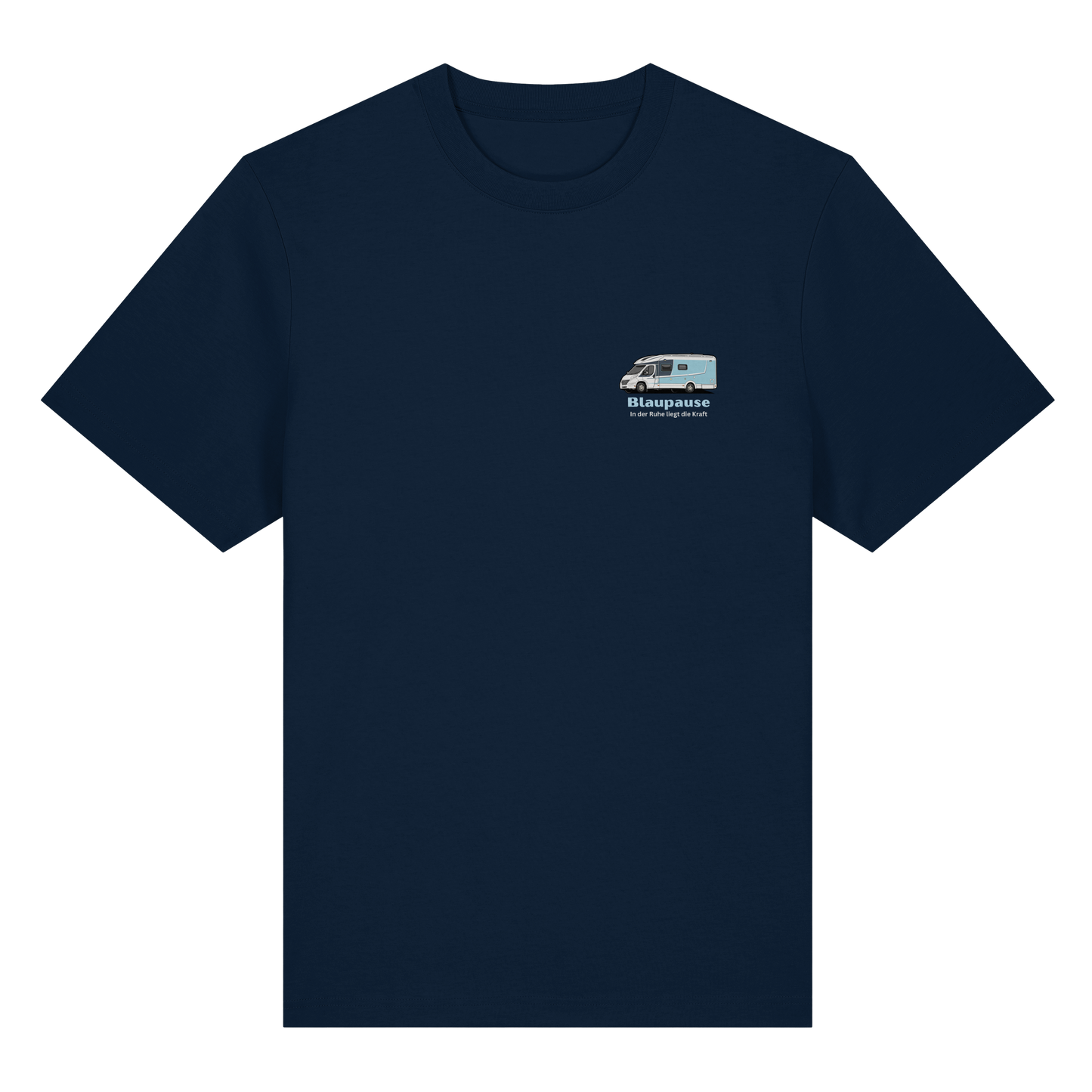 Premium Organic Shirt "French Navy" - vorne und hinten bedruckt mit Deiner Camper Illustration