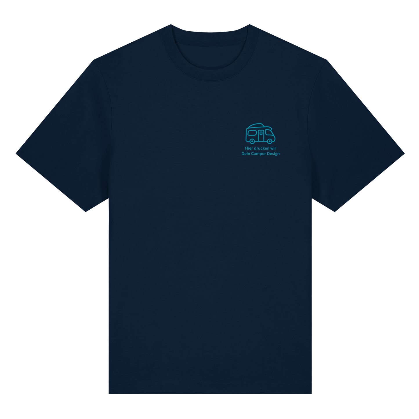 Premium Organic Shirt "French Navy" - vorne und hinten bedruckt mit Deiner Camper Illustration