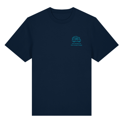 Premium Organic Shirt "French Navy" - vorne und hinten bedruckt mit Deiner Camper Illustration