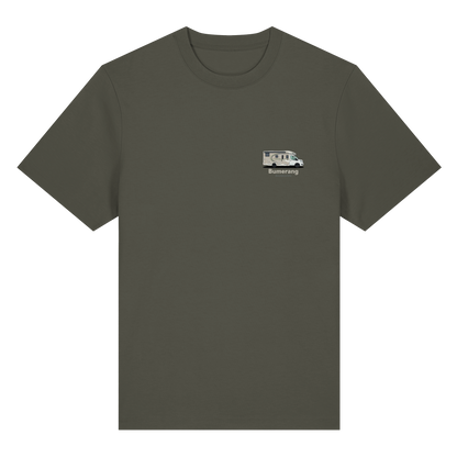 Premium Organic Shirt "Khaki" - vorne und hinten bedruckt mit Deiner Camper Illustration