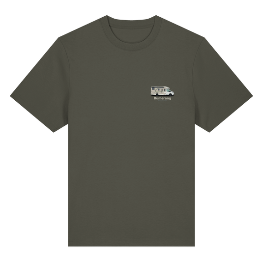 Premium Organic Shirt "Khaki" - vorne und hinten bedruckt mit Deiner Camper Illustration