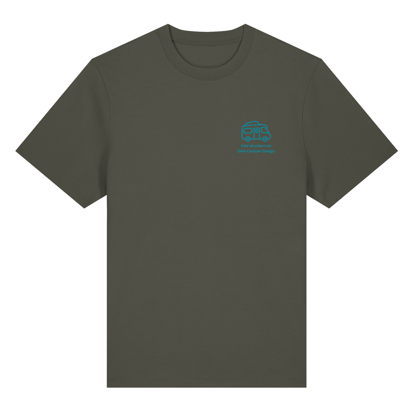Premium Organic Shirt "Khaki" - vorne und hinten bedruckt mit Deiner Camper Illustration
