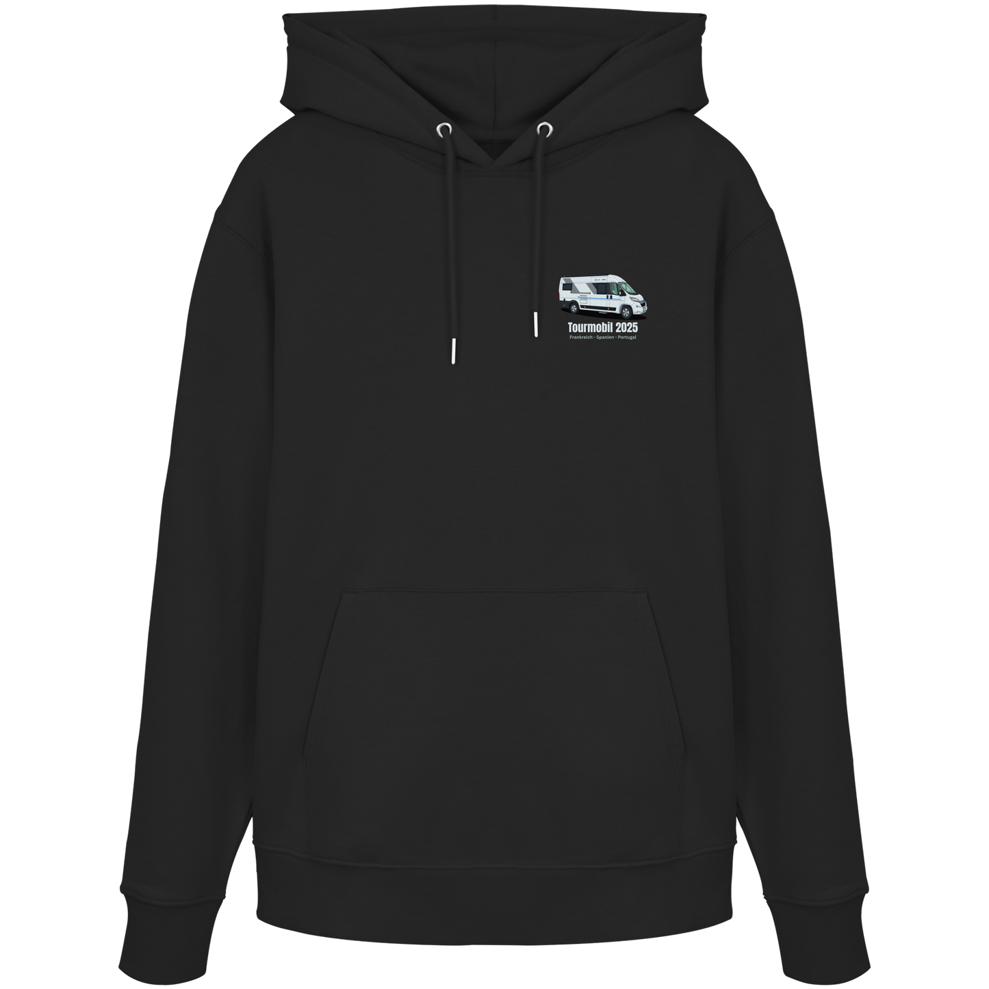 Premium Organic Hoodie "Black" - vorne und hinten bedruckt mit Deiner Camper Illustration