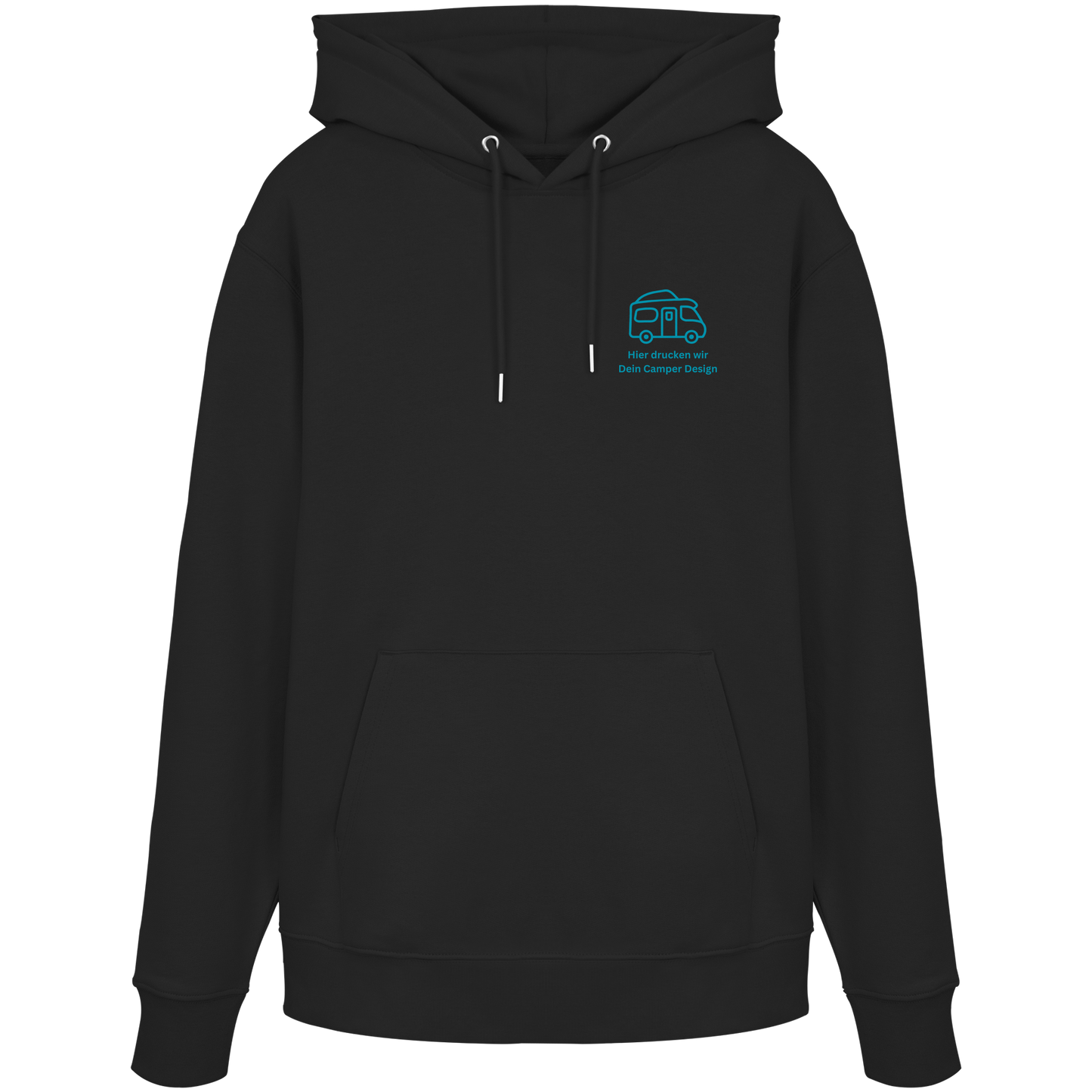 Premium Organic Hoodie "Black" - vorne und hinten bedruckt mit Deiner Camper Illustration
