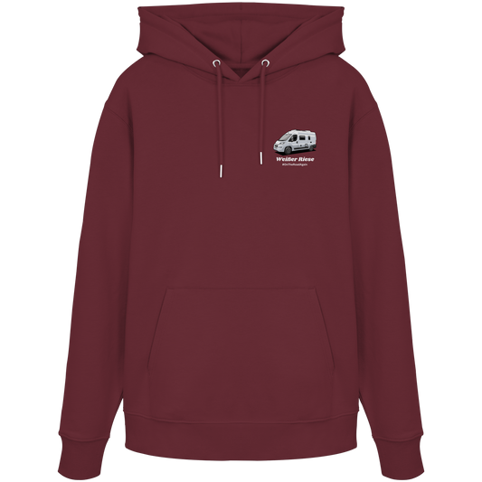 Premium Organic Hoodie "Burgundy" - vorne und hinten bedruckt mit Deiner Camper Illustration