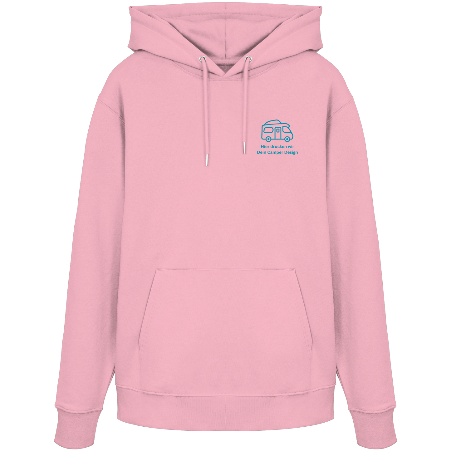 Premium Organic Hoodie "Cotton Pink" - vorne und hinten bedruckt mit Deiner Camper Illustration