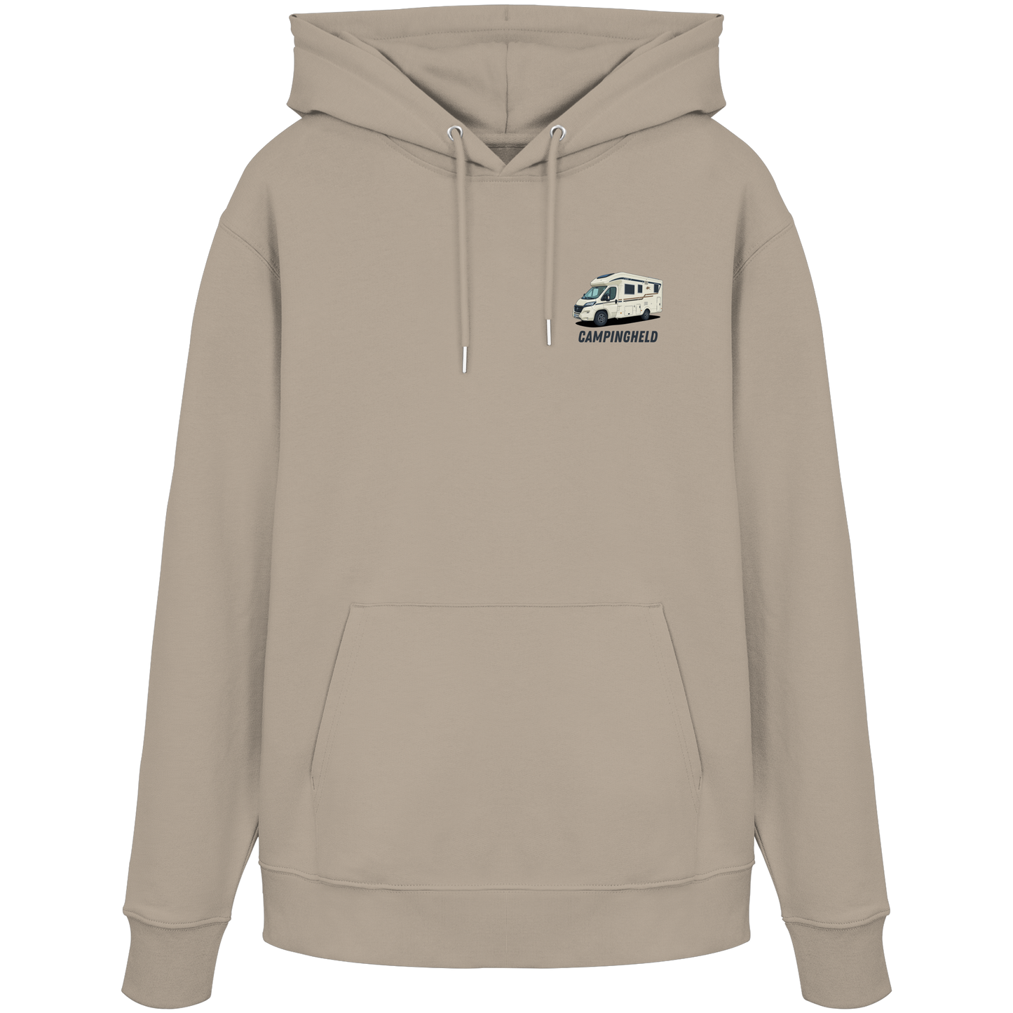 Premium Organic Hoodie "Desert Dust" - vorne und hinten bedruckt mit Deiner Camper Illustration