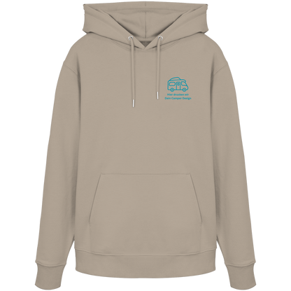 Premium Organic Hoodie "Desert Dust" - vorne und hinten bedruckt mit Deiner Camper Illustration
