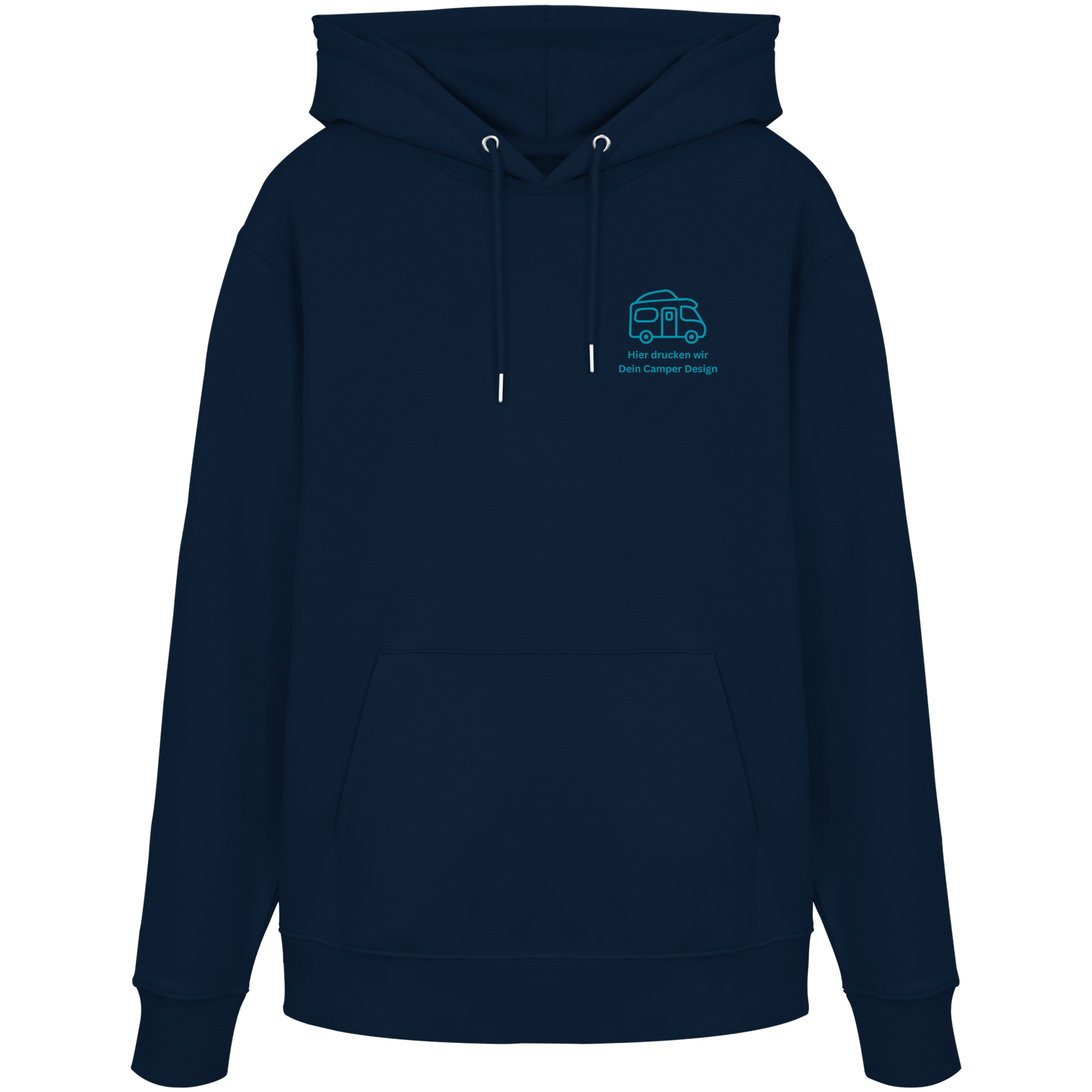 Premium Organic Hoodie "French Navy" - vorne und hinten bedruckt mit Deiner Camper Illustration